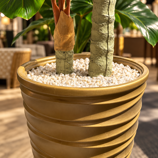 Alocasia artificiel (oreille d'éléphant) en pot doré texturé – Plante haute effet naturel