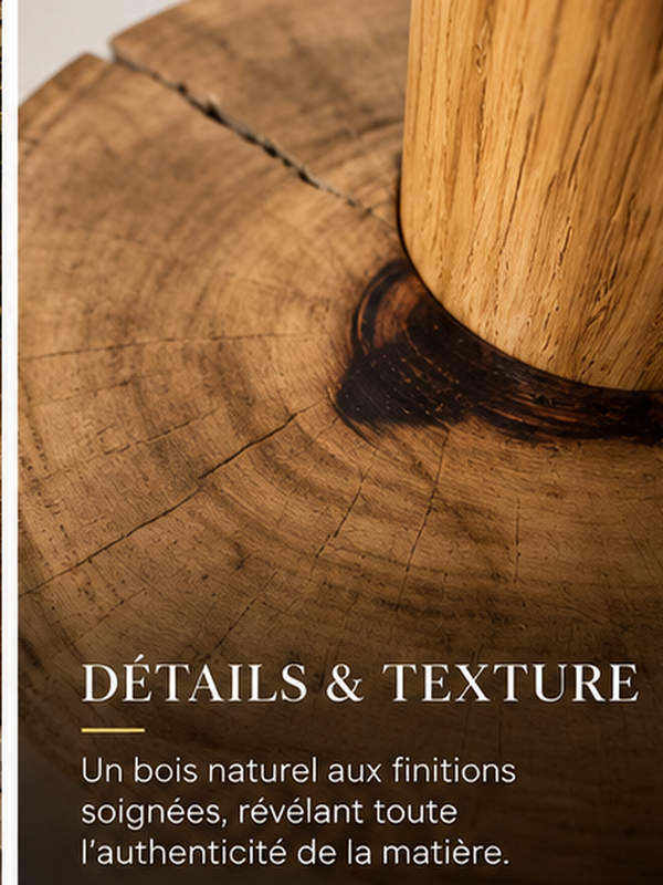 Lampe à poser en bois massif sculpté spirale – Design scandinave contemporain