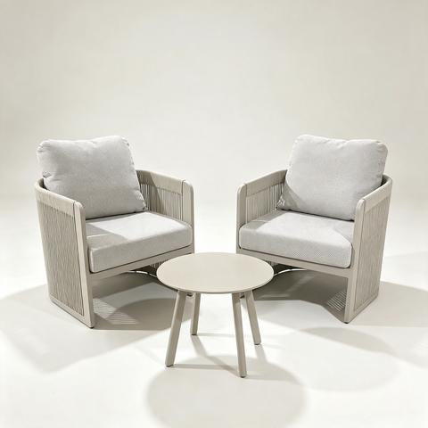 Ensemble extérieur 3 pièces avec 2 chaises et table ronde