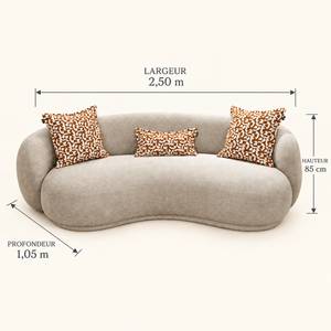 Canapé courbe 2 fauteuils Galbe : le salon enveloppant en beige taupe