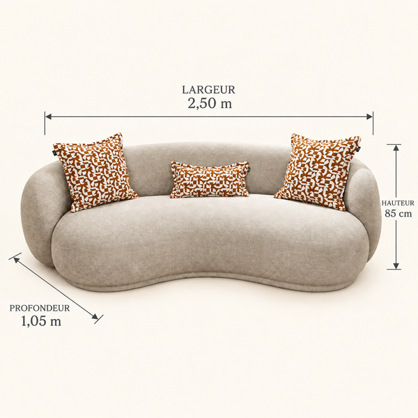 Canapé courbe 2 fauteuils Galbe : le salon enveloppant en beige taupe