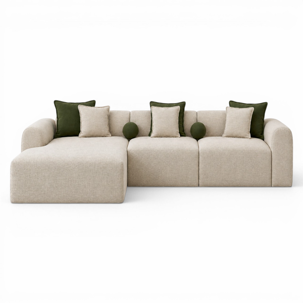 Canapé d'Angle Design Catania – Tissu Premium Beige Sable