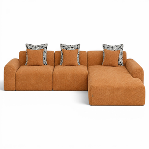 Canapé d’Angle Moderne Salon Elegante Neige – Tissu Catania Terracotta – Design Haut de Gamme