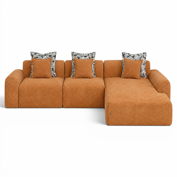 Canapé d’Angle Moderne Salon Elegante Neige – Tissu Catania Terracotta – Design Haut de Gamme