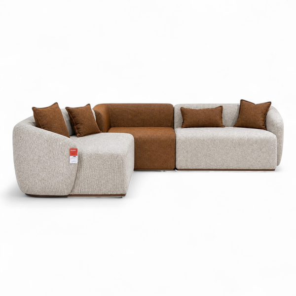 Canapé d'Angle Moderne Salon Brown – Tissu Bouclette Orange Terracotta