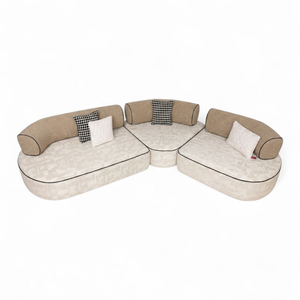 Canapé d'Angle de Luxe Salon Signature Line – Tissu Jacquard & Bois Massif