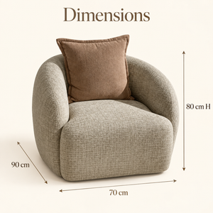 Fauteuil « Cocon » en tissu bouclé beige – Forme arrondie enveloppante