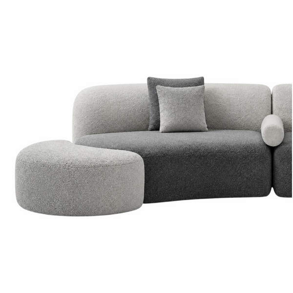 Canapé d’Angle Moderne Salon Contraste – Tissu Vice Cogele Blanc Dégradé – Design Luxe