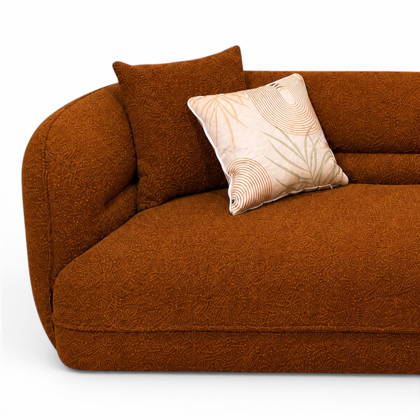 Canapé Design Nomad – Tissu Bouclette Ocre Rouge – Élégance Moderne