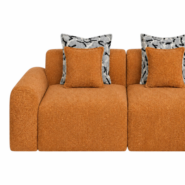 Canapé d’Angle Moderne Salon Elegante Neige – Tissu Catania Terracotta – Design Haut de Gamme