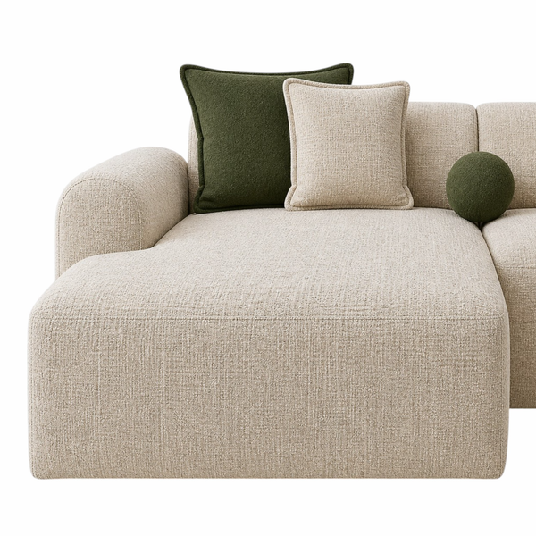 Canapé d'Angle Design Catania – Tissu Premium Beige Sable