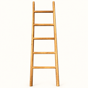 Échelle décorative « Nomade » en bois naturel – 5 barreaux, porte-serviettes et plaids