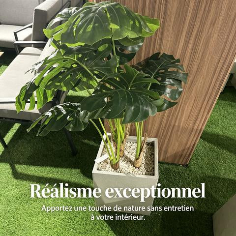 Plante Monstera artificielle avec bac carré gris