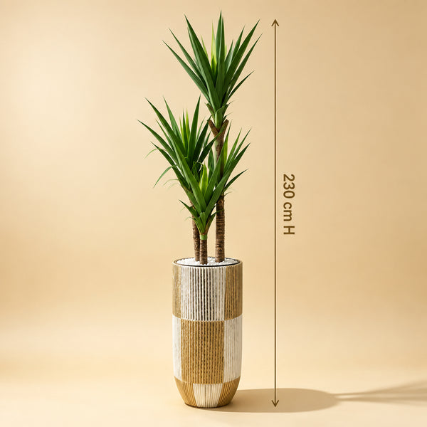 Plante Artificielle Yucca avec Pot Décoratif en Corde Naturelle