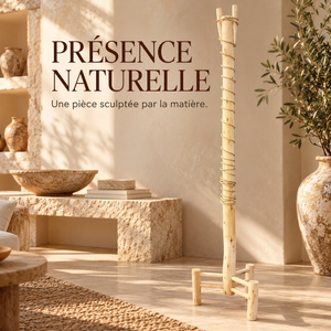 Porte-manteau perchoir en bois naturel – Structure artisanale avec corde torsadée, style bohème