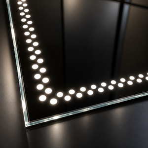 Miroir mural rectangulaire LED – Cadre lumineux à points, style moderne et hollywoodien