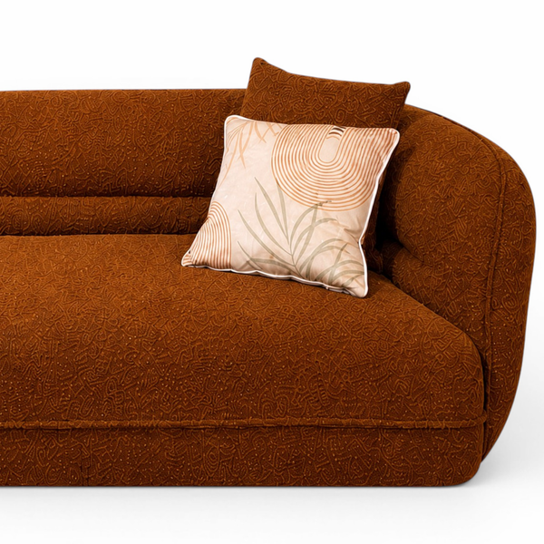 Canapé Design Nomad – Tissu Bouclette Ocre Rouge – Élégance Moderne
