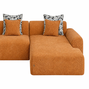 Canapé d’Angle Moderne Salon Elegante Neige – Tissu Catania Terracotta – Design Haut de Gamme