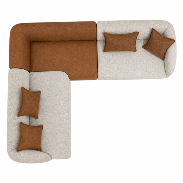 Canapé d'Angle Moderne Salon Brown – Tissu Bouclette Orange Terracotta