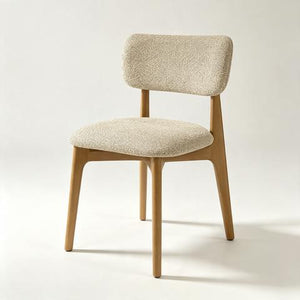 Chaise de salle à manger beige grège avec pieds en bois naturel