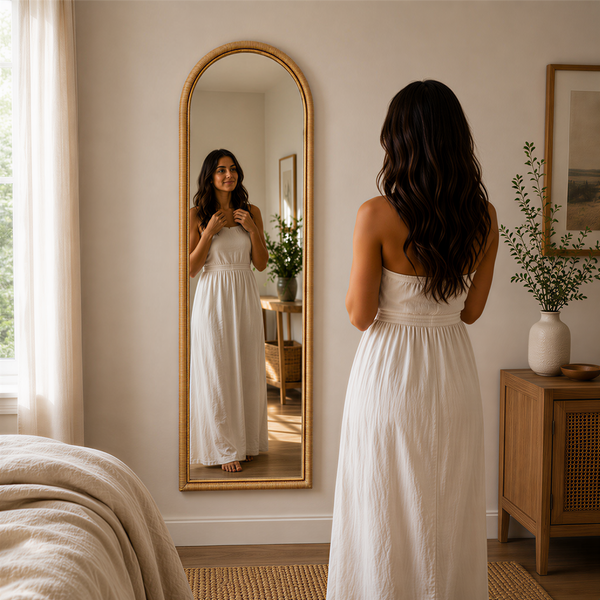 Miroir Arche Rotin