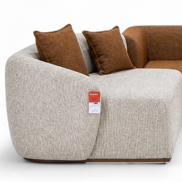 Canapé d'Angle Moderne Salon Brown – Tissu Bouclette Orange Terracotta