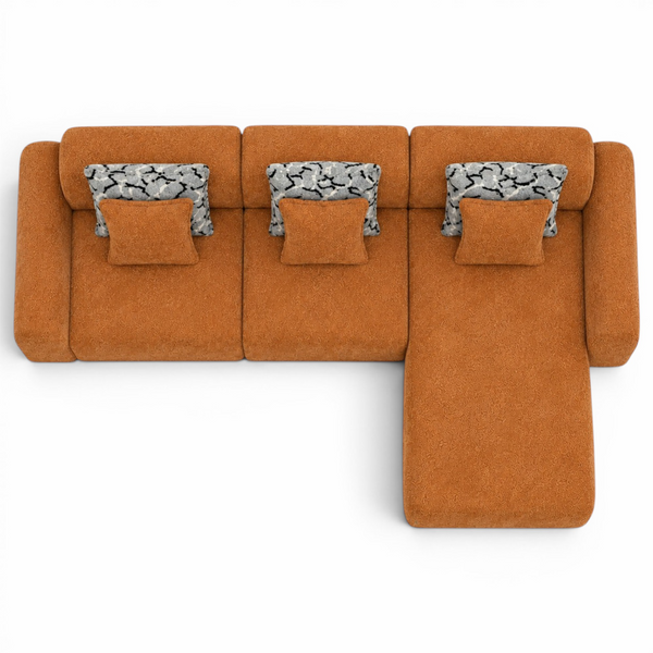 Canapé d’Angle Moderne Salon Elegante Neige – Tissu Catania Terracotta – Design Haut de Gamme