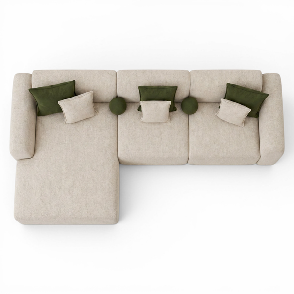 Canapé d'Angle Design Catania – Tissu Premium Beige Sable
