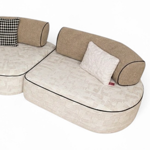 Canapé d'Angle de Luxe Salon Signature Line – Tissu Jacquard & Bois Massif