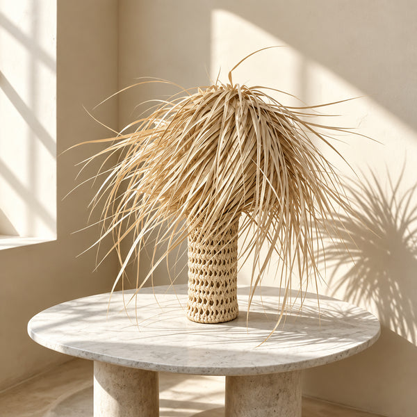 Suspension Abat-jour en Palmier Naturel à Franges
