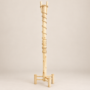 Porte-manteau perchoir en bois naturel – Structure artisanale avec corde torsadée, style bohème