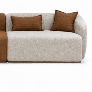Canapé d'Angle Moderne Salon Brown – Tissu Bouclette Orange Terracotta
