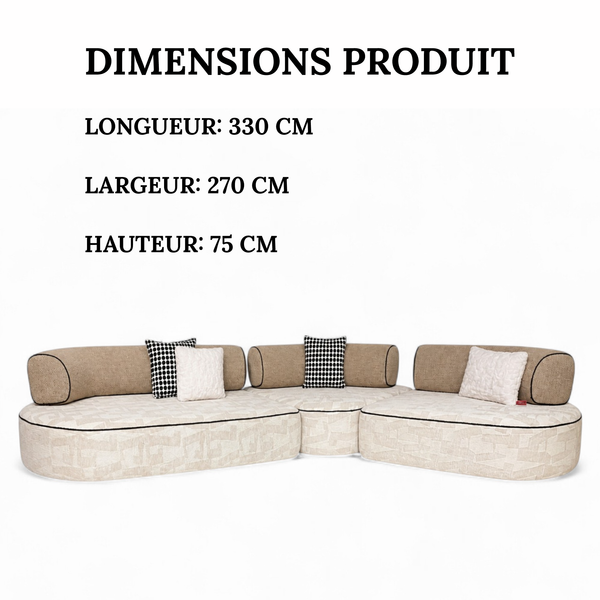 Canapé d'Angle de Luxe Salon Signature Line – Tissu Jacquard & Bois Massif