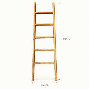 Échelle décorative « Nomade » en bois naturel – 5 barreaux, porte-serviettes et plaids