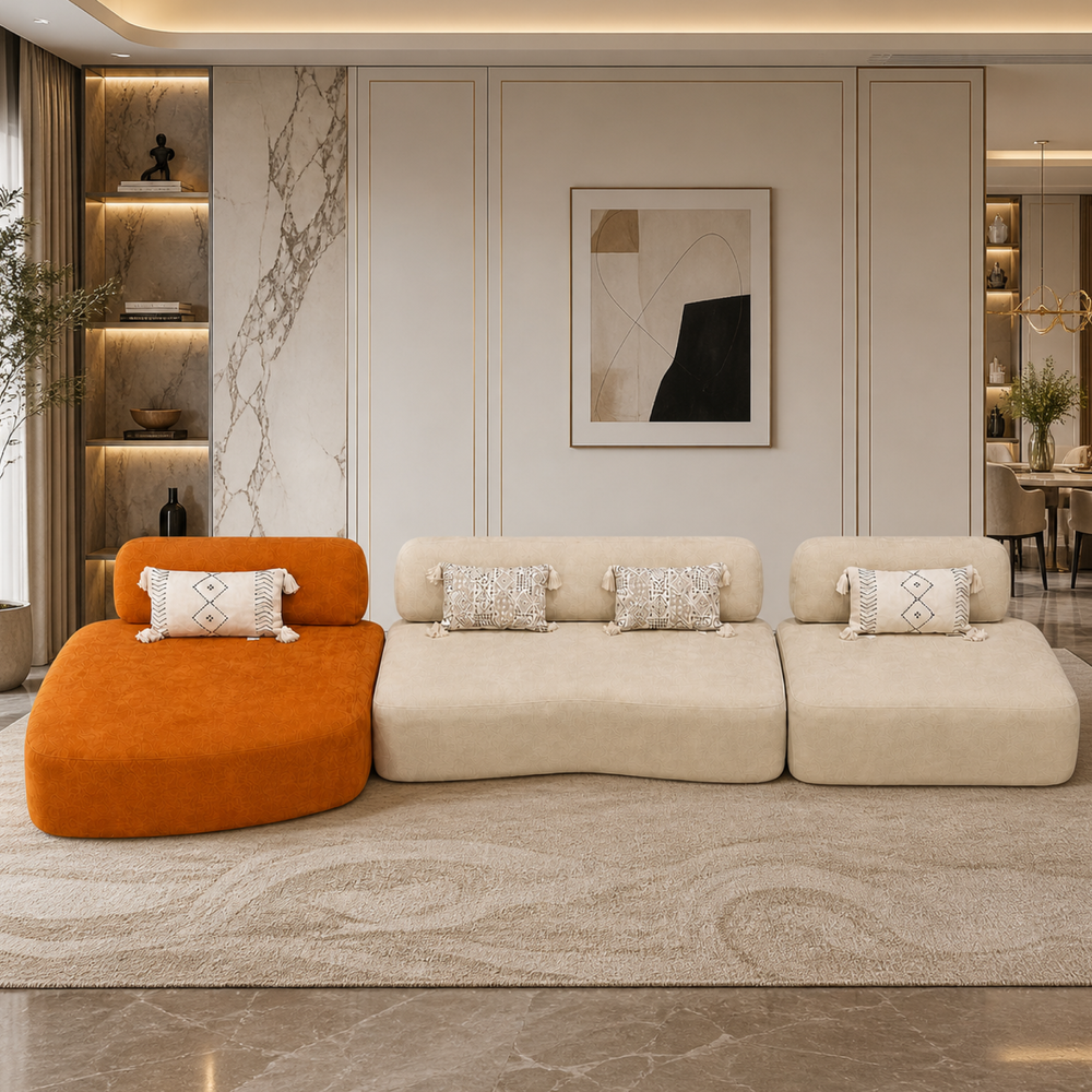 Canapé d'Angle de Luxe Play Lounge – Velours Brun Moka – Design Moderne