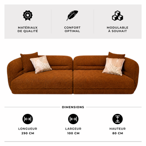 Canapé Design Nomad – Tissu Bouclette Ocre Rouge – Élégance Moderne
