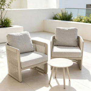 Ensemble extérieur 3 pièces avec 2 chaises et table ronde