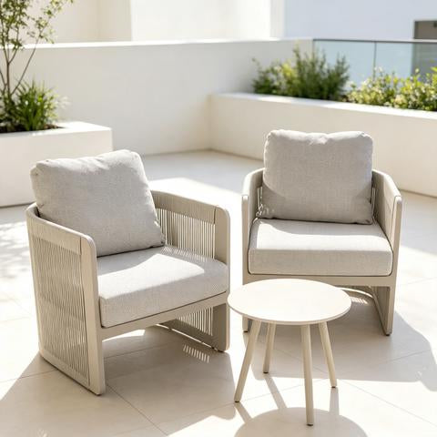 Ensemble extérieur 3 pièces avec 2 chaises et table ronde
