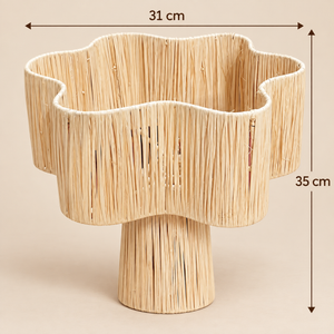 Cache-pot sur pied en fibres naturelles – Forme ondulée, style bohème et artisanal