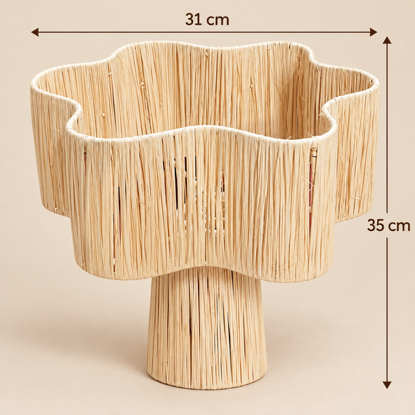 Cache-pot sur pied en fibres naturelles – Forme ondulée, style bohème et artisanal