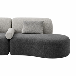Canapé d’Angle Moderne Salon Contraste – Tissu Vice Cogele Blanc Dégradé – Design Luxe