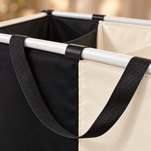 Panier à linge pliable 2 compartiments – Tri clair et foncé, structure aluminium et sacs en tissu