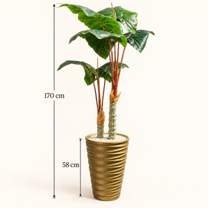 Alocasia artificiel (oreille d'éléphant) en pot doré texturé – Plante haute effet naturel