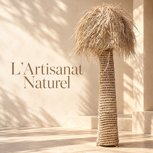 Lampadaire Palmier en Fibres Naturelles Tressées, Pied Ajouré et Abat-jour en Palmes Effilochées