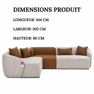 Canapé d'Angle Moderne Salon Brown – Tissu Bouclette Orange Terracotta