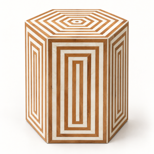 Table basse ronde « Raphia » en corde tressée – Plateau rond en bois effet noyer