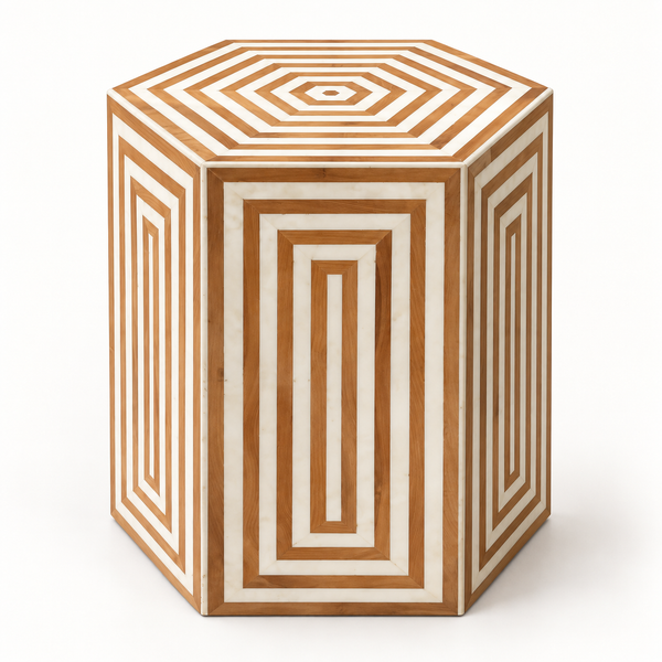 Table basse ronde « Raphia » en corde tressée – Plateau rond en bois effet noyer