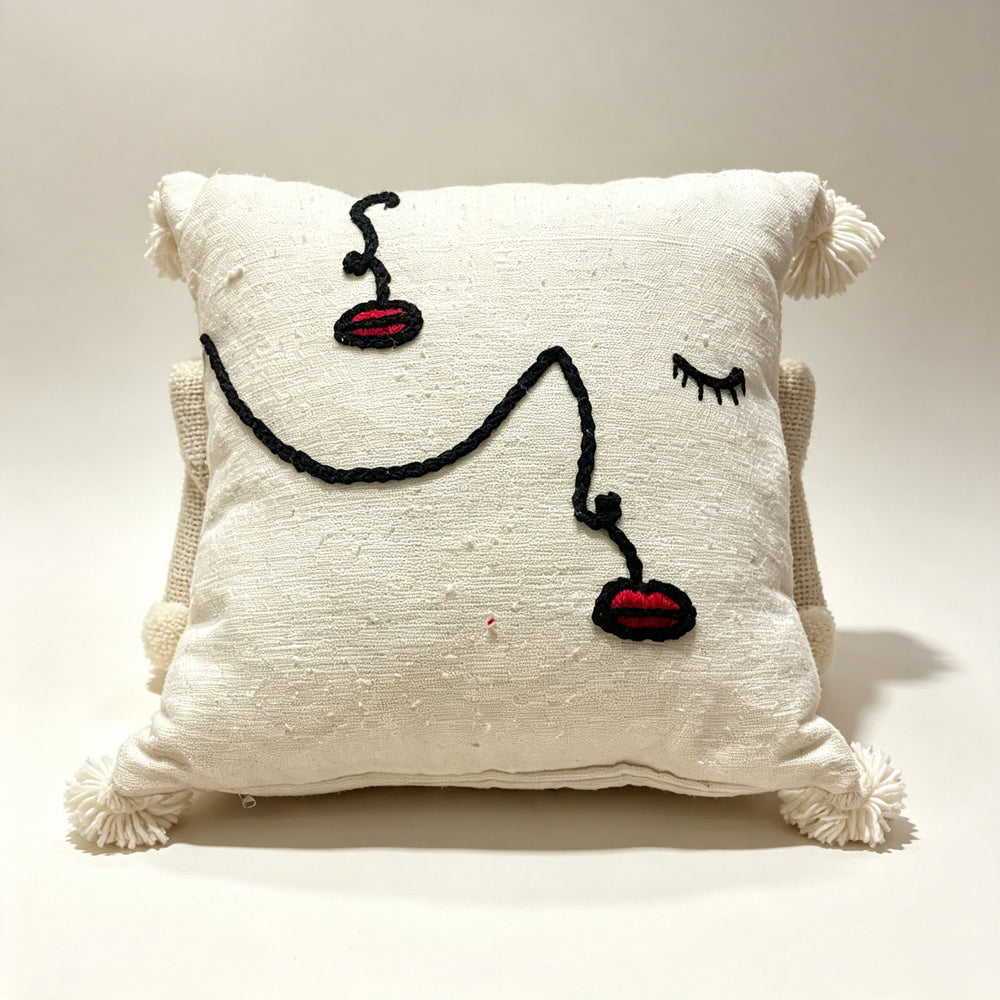 Coussin décoratif visage abstrait