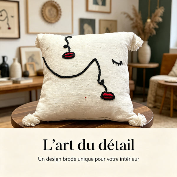 Coussin décoratif visage abstrait
