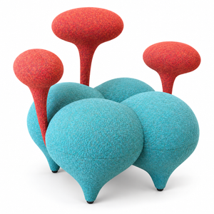 Fauteuil Bloop – Design Sculptural Turquoise & Corail